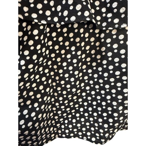 Max Studio Womens Polka Dot Ruffle Blouse M Black/White - Picture 10 of 12